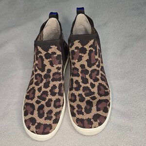 Rothy's High Top Chelsea Sneakers Women's Sz 9 Wildcat Leopard Print Tan Black